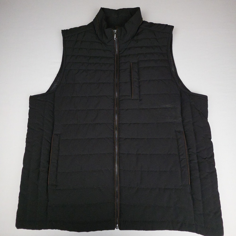 Jos A Bank Reserve Quilted Puffer Vest Mens XL Black Full Zip Polyester